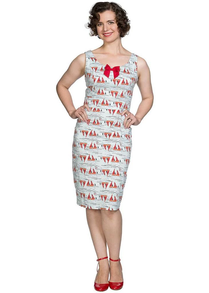 Banned Sail Away 40's Pencil Jurk Blauw 7 Banned Sail Away 40's Pencil Jurk Blauw - Image 5