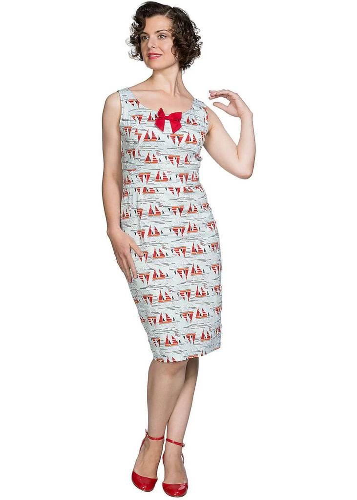 Banned Sail Away 40's Pencil Jurk Blauw 5 Banned Sail Away 40's Pencil Jurk Blauw - Image 3
