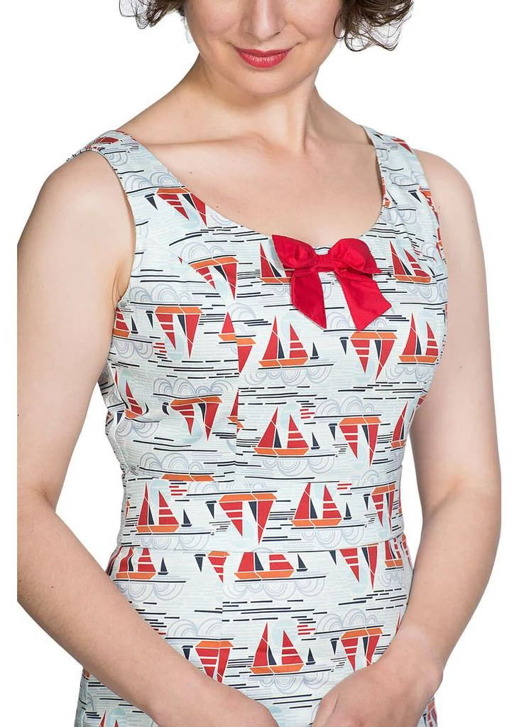 Banned Sail Away 40's Pencil Jurk Blauw 4 Banned Sail Away 40's Pencil Jurk Blauw - Image 2