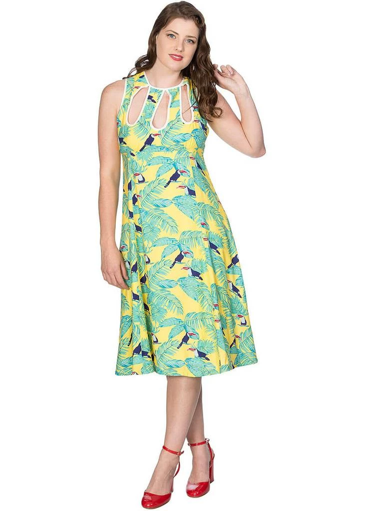 Banned Toucan All Over 50's Swing Dress Yellow 4 Banned Toucan All Over 50's Swing Dress Yellow - Image 2