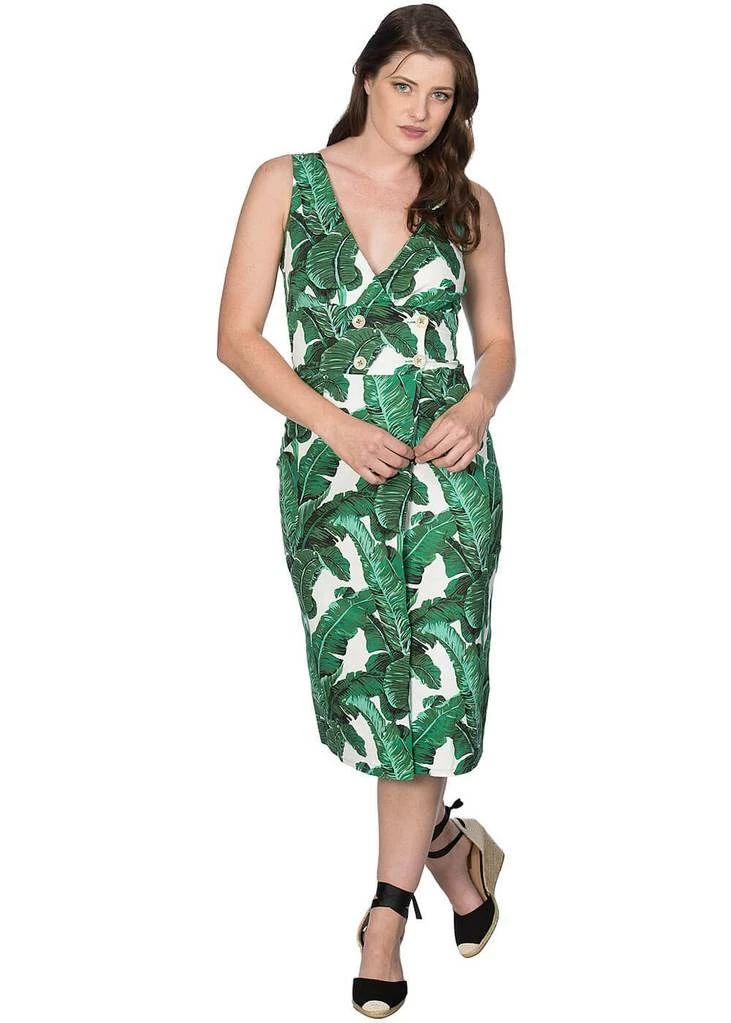 Banned Tropical Leaves 50's Pencil Dress Green 6 Banned Tropical Leaves 50's Pencil Dress Green - Image 4