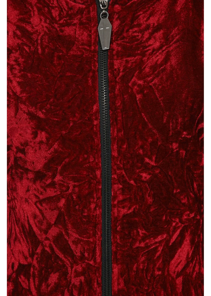 Banned Big Crush Hoodie Velvet 60's Dress Burgundy 5 Banned Big Crush Hoodie Velvet 60's Dress Burgundy - Image 3