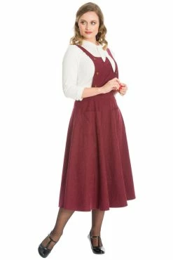 Banned Lifes A Peach 40's Pinafore Swing Dress Aubergine Purple