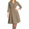 Banned Lady Check 40's Swing Dress Brown -Smashed Lemons shop banned DR16520 lady check swing dress brown 0 1024x1024