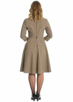 Banned Lady Check 40's Swing Dress Brown -Smashed Lemons shop banned DR16520 lady check swing dress brown 3 1024x1024