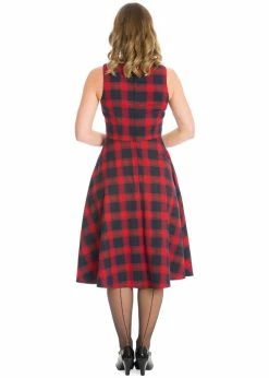 Banned Tartan 50's Swing Dress Red -Smashed Lemons shop banned DR16542 tartan swing dress red 2 1024x1024