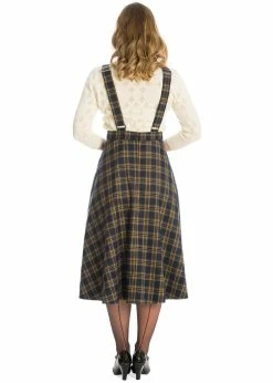Banned Tartan 40's Pinafore Swing Dress Navy -Smashed Lemons shop banned DR16561 tartan pinafore dress navy 2 1024x1024