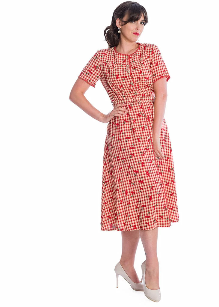 Banned Cherry Amore 40's Swing Dress Red 4 Banned Cherry Amore 40's Swing Dress Red - Image 2