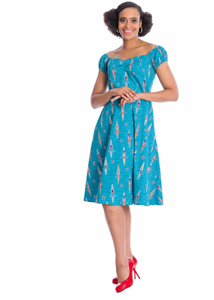 Banned Regatta Girl Boats 50's Swing Dress Blue 5 Banned Regatta Girl Boats 50's Swing Dress Blue - Image 3