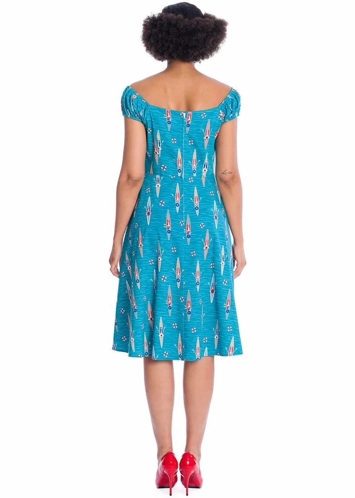 Banned Regatta Girl Boats 50's Swing Dress Blue 6 Banned Regatta Girl Boats 50's Swing Dress Blue - Image 4