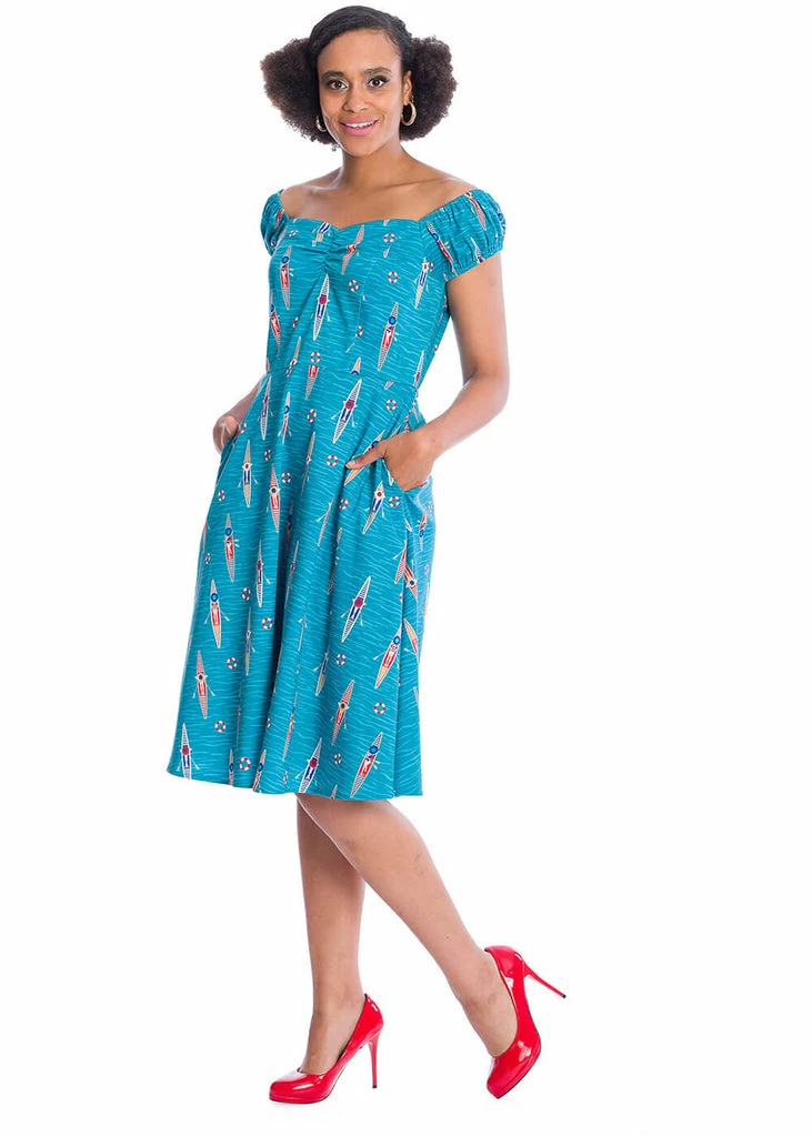 Banned Regatta Girl Boats 50's Swing Dress Blue 4 Banned Regatta Girl Boats 50's Swing Dress Blue - Image 2