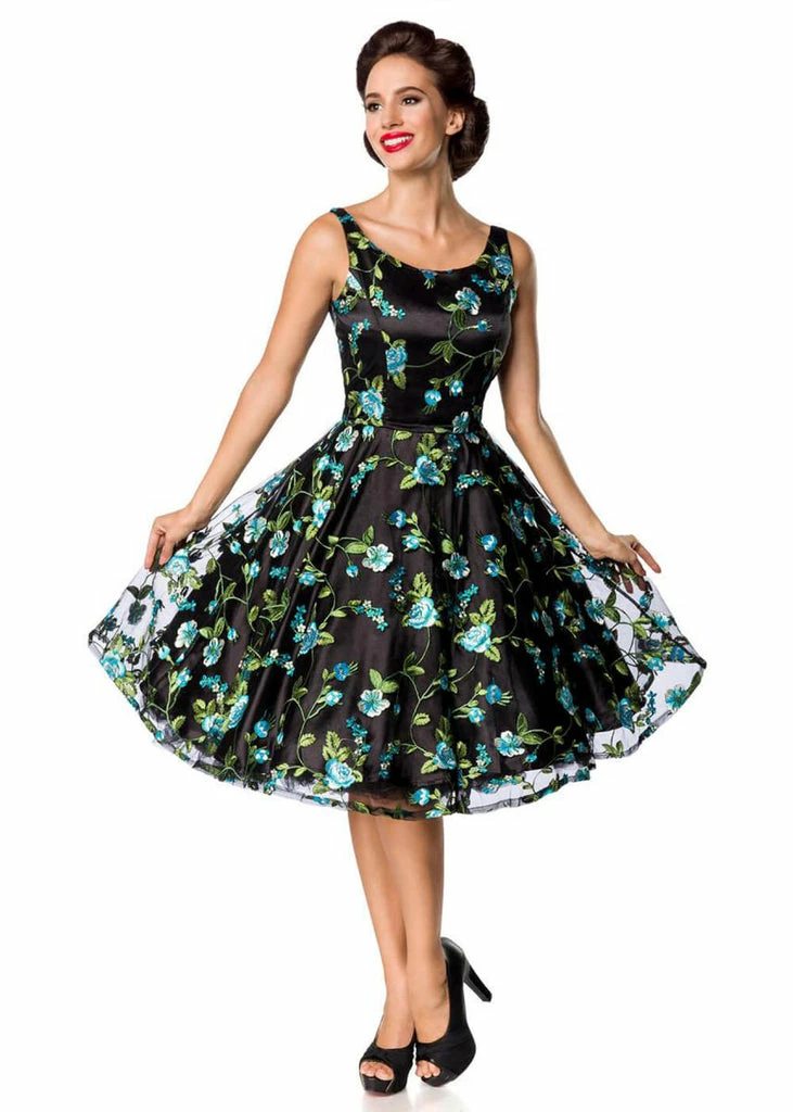 Belsira Lauren 50's Swing Dress Black Blue 3 Belsira Lauren 50's Swing Dress Black Blue