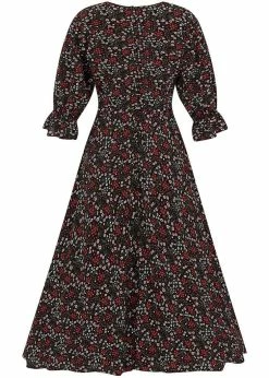 Bright & Beautiful Hayden Crimson Floral 60's Dress Multi -Smashed Lemons shop bright beautiful BBAW200817A hayden crimson dress blk 1 1024x1024