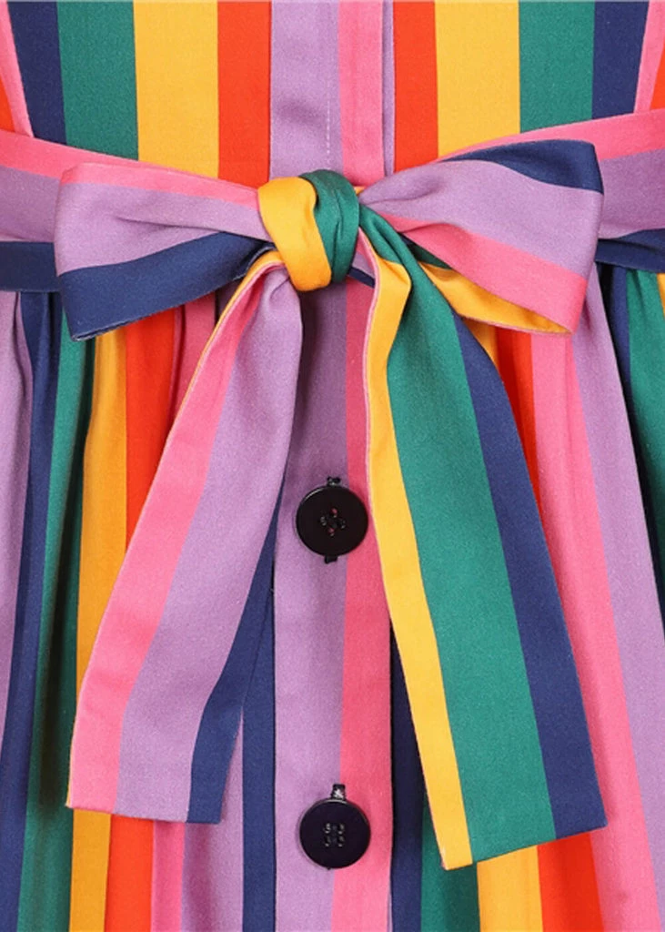 Bright & Beautiful Lauren Rainbow Wishes Stripe 50's Dress Multi 5 Bright & Beautiful Lauren Rainbow Wishes Stripe 50's Dress Multi - Image 3