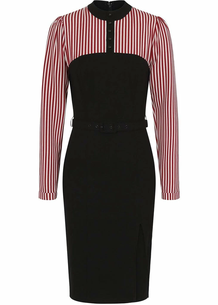 Collectif Zelda Striped 60's Pencil Black White Red 3 Collectif Zelda Striped 60's Pencil Black White Red
