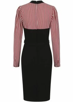 Collectif Zelda Striped 60's Pencil Black White Red 8 Collectif Zelda Striped 60's Pencil Black White Red -Smashed Lemons shop collectif AW200724A zelda dress blk red wht 1 1024x1024