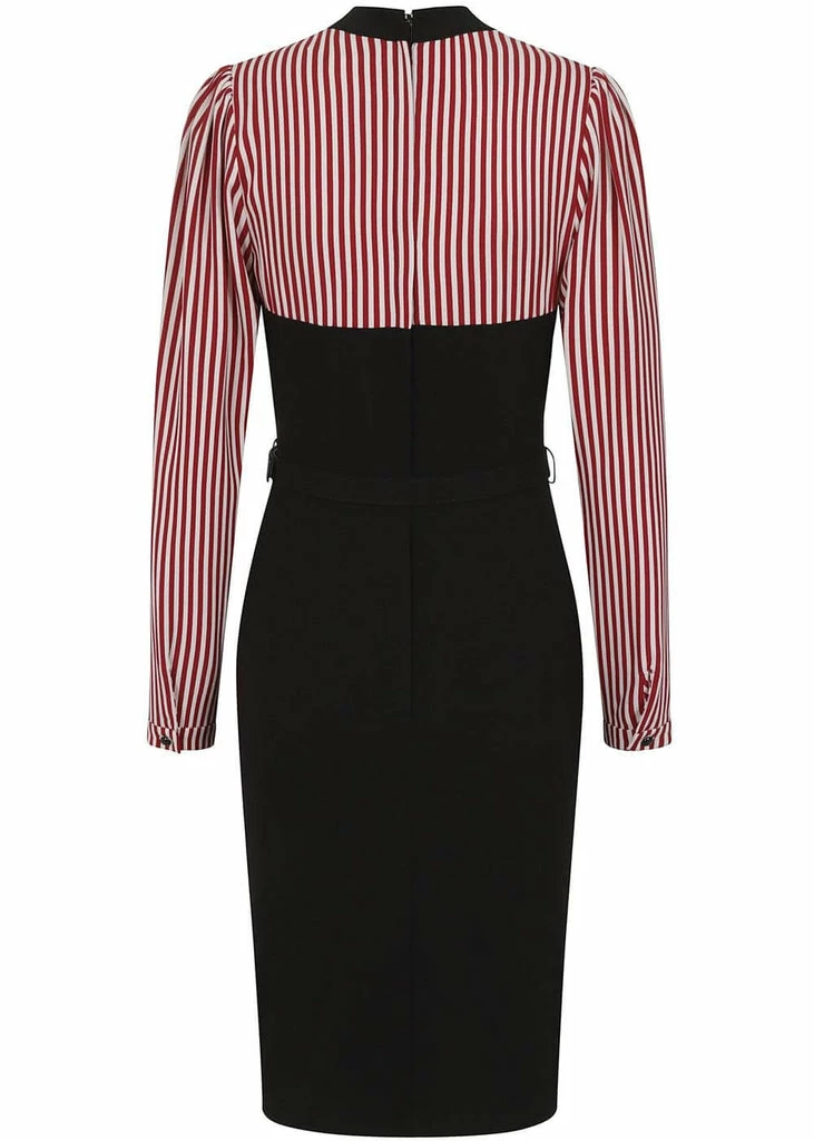 Collectif Zelda Striped 60's Pencil Black White Red 5 Collectif Zelda Striped 60's Pencil Black White Red - Image 3