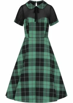 Collectif Mac Foliage Check 40's Swing Dress Multi