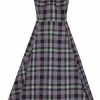 Collectif Dolores Hocus Pocus Check 50's Swing Dress Lilac -Smashed Lemons shop collectif AW200824B dolores hocus swing dress lila 1 1024x1024