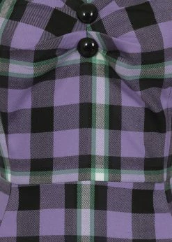 Collectif Dolores Hocus Pocus Check 50's Swing Dress Lilac -Smashed Lemons shop collectif AW200824B dolores hocus swing dress lila 3 1024x1024