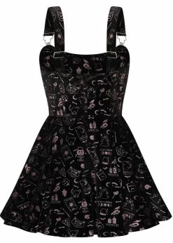 Collectif Rochelle Spooky Velvet 80's Skater Dress Black -Smashed Lemons shop collectif AW200839B rochelle spooky dress blk 3 1024x1024