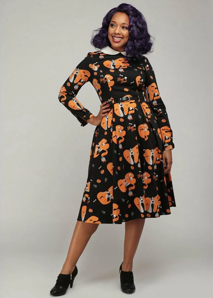 Collectif Marika Hocus Pocus 40's Swing Dress Black 4 Collectif Marika Hocus Pocus 40's Swing Dress Black - Image 2