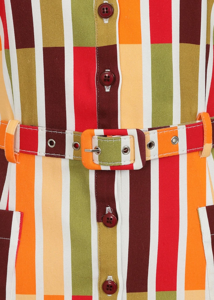 Collectif Caterina Alternate Stripe 50's Pencil Dress Multi 4 Collectif Caterina Alternate Stripe 50's Pencil Dress Multi - Image 2