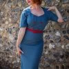 Collectif Aleksi 50's Pencil Dress Petrol