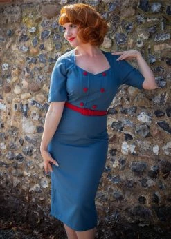 Collectif Aleksi 50's Pencil Dress Petrol