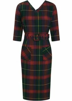 Collectif Cerere Etude Check 40's Pencil Dress Multi