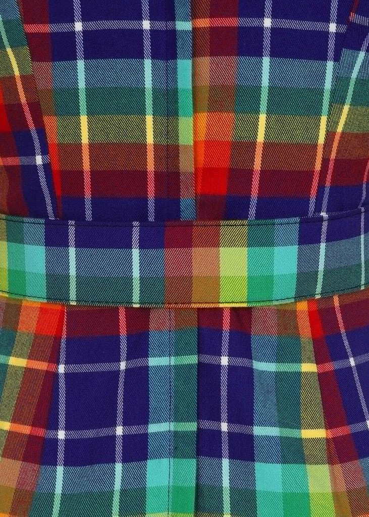 Collectif June Rainbow Check 50's Pencil Dress Multi 7 Collectif June Rainbow Check 50's Pencil Dress Multi - Image 5