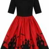 Collectif Amber Lea Haunted House 50's Swing Dress Red -Smashed Lemons shop collectif AW210808C amber lea haunted house dress rd 0 47f60e88 1e37 485b a0bd eca75a470f5b 1024x1024