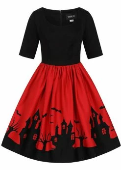 Collectif Amber Lea Haunted House 50's Swing Dress Red