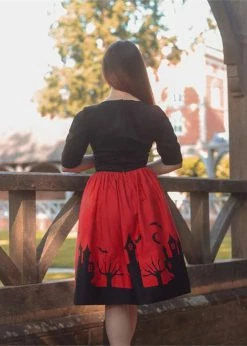 Collectif Amber Lea Haunted House 50's Swing Dress Red -Smashed Lemons shop collectif AW210808C amber lea haunted house dress rd 1 60e5aa92 fb32 4bdb a8a4 76c0ebf7f39c 1024x1024