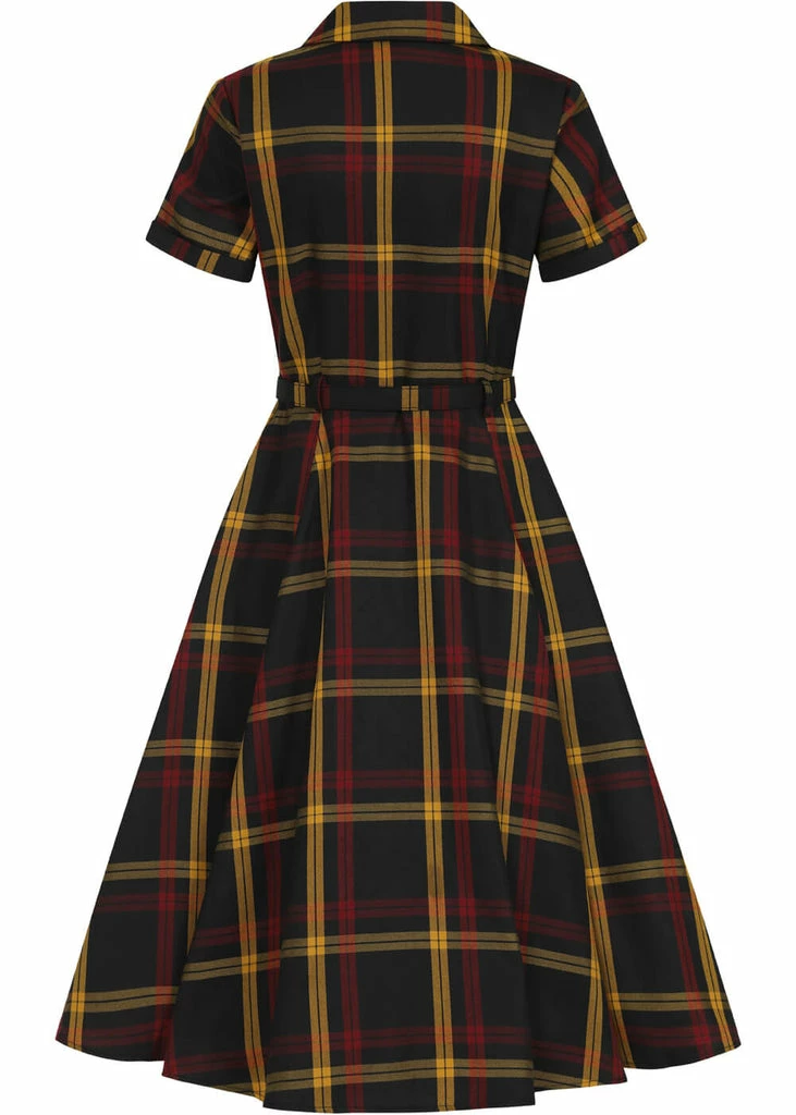 Collectif Caterina Giles Check 50's Swing Dress Wine 8 Collectif Caterina Giles Check 50's Swing Dress Wine - Image 6