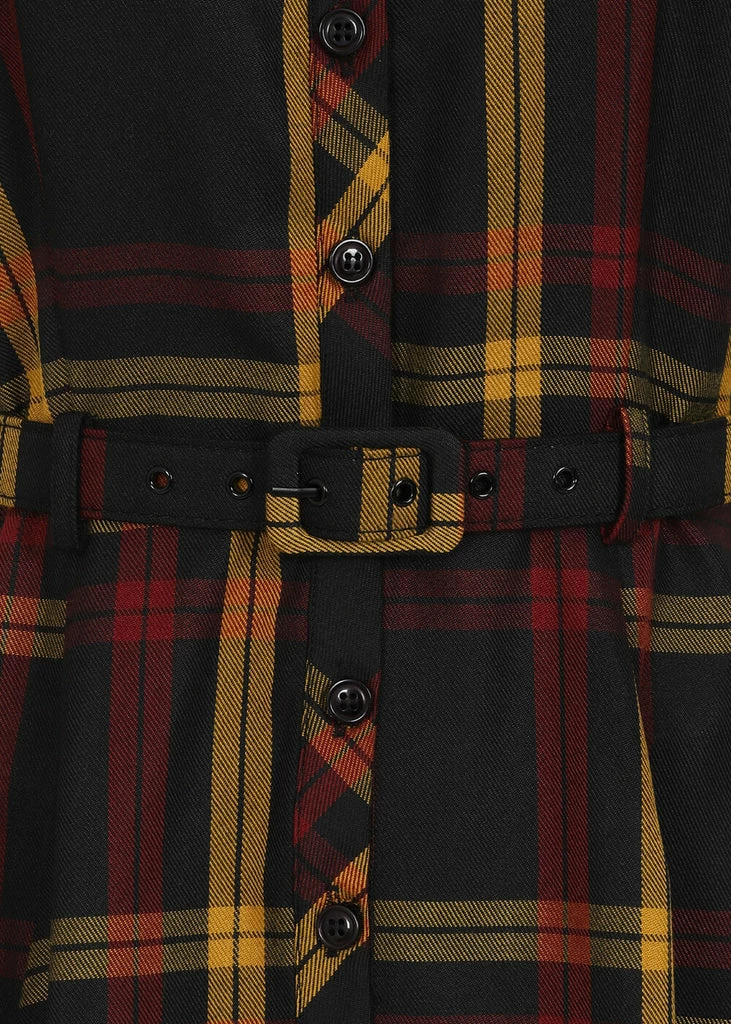 Collectif Caterina Giles Check 50's Swing Dress Wine 6 Collectif Caterina Giles Check 50's Swing Dress Wine - Image 4