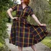 Collectif Caterina Giles Check 50's Swing Dress Wine