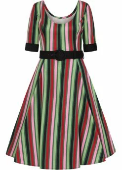 Collectif June Mountain Stripe 50's Swing Dress Multi -Smashed Lemons shop collectif AW210823B june mountain swing dress mul 0 1024x1024