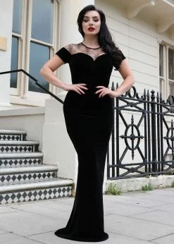 Collectif Arca Dark Queen Spider 50's Maxi Dress Black