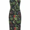 Collectif Anita Parrot Paradise 50's Pencil Dress Black -Smashed Lemons shop collectif DP SS220702A anita parrot paradise pencil dress blk 0 1024x1024