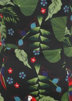 Collectif Anita Parrot Paradise 50's Pencil Dress Black -Smashed Lemons shop collectif DP SS220702A anita parrot paradise pencil dress blk 2 1024x1024