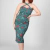 Collectif Kiana Hummingbird Eden 50's Pencil Dress Teal 1 Collectif Kiana Hummingbird Eden 50's Pencil Dress Teal -Smashed Lemons shop collectif DP SS220707A kiana hummingbird eden pencil dress teal 4 1024x1024