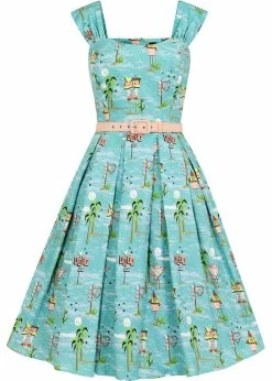 Collectif Jill Motel 50's Swing Dress Blue
