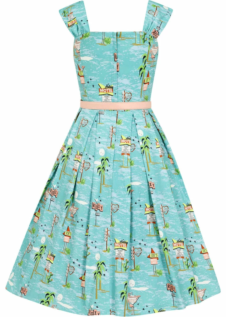 Collectif Jill Motel 50's Swing Dress Blue 5 Collectif Jill Motel 50's Swing Dress Blue - Image 3