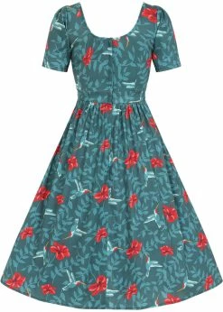 Collectif Giada Hummingbird Eden 50's Swing Dress Teal -Smashed Lemons shop collectif DS SS220809A giada hummingbird swing dress teal 1 9120b609 c32f 462c addc 313a9dc39404 1024x1024