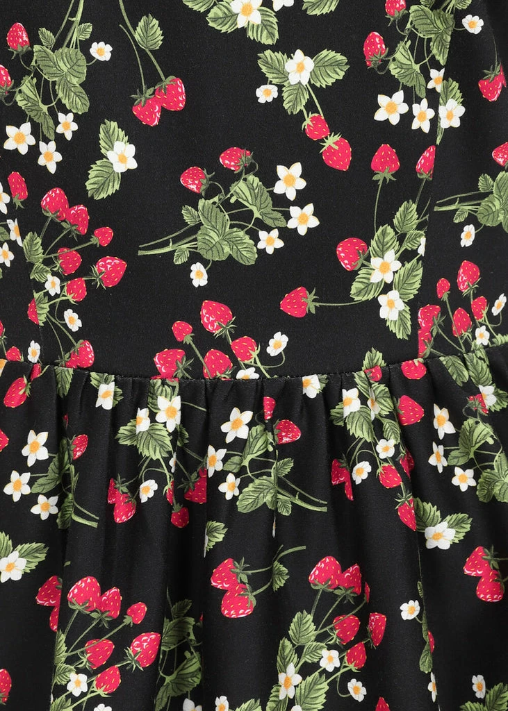 Collectif Demira Wild Strawberries 50's Swing Dress Black 6 Collectif Demira Wild Strawberries 50's Swing Dress Black - Image 4