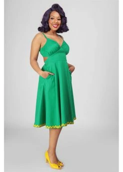 Collectif Opal Banana Trim 50's Swing Dress Green -Smashed Lemons shop collectif DS SS220820B opal banana swing dress grn 6 91596d04 9f2d 4f99 a370 a7808c683b1e 1024x1024