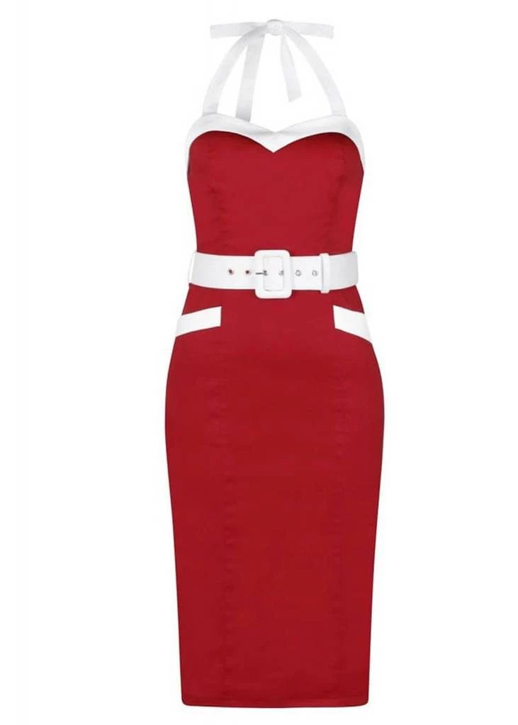 Collectif Georgie Nautical 50's Pencil Dress Red 3 Collectif Georgie Nautical 50's Pencil Dress Red