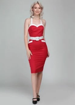 Collectif Georgie Nautical 50's Pencil Dress Red 12 Collectif Georgie Nautical 50's Pencil Dress Red -Smashed Lemons shop collectif SS190701A georgie pencil dress rd 2 1024x1024