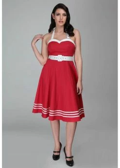 Collectif Georgie Nautical 50's Swing Dress Red -Smashed Lemons shop collectif SS190805A georgie swing dress rd 4 7242861b 37ee 4e2a ba89 b76eb8144208 1024x1024